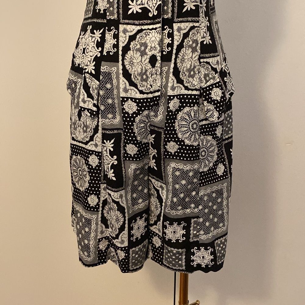 Vintage 90's Black & White Patchwork Print Jumpsuit / Playsuit - Picture 4 of 15